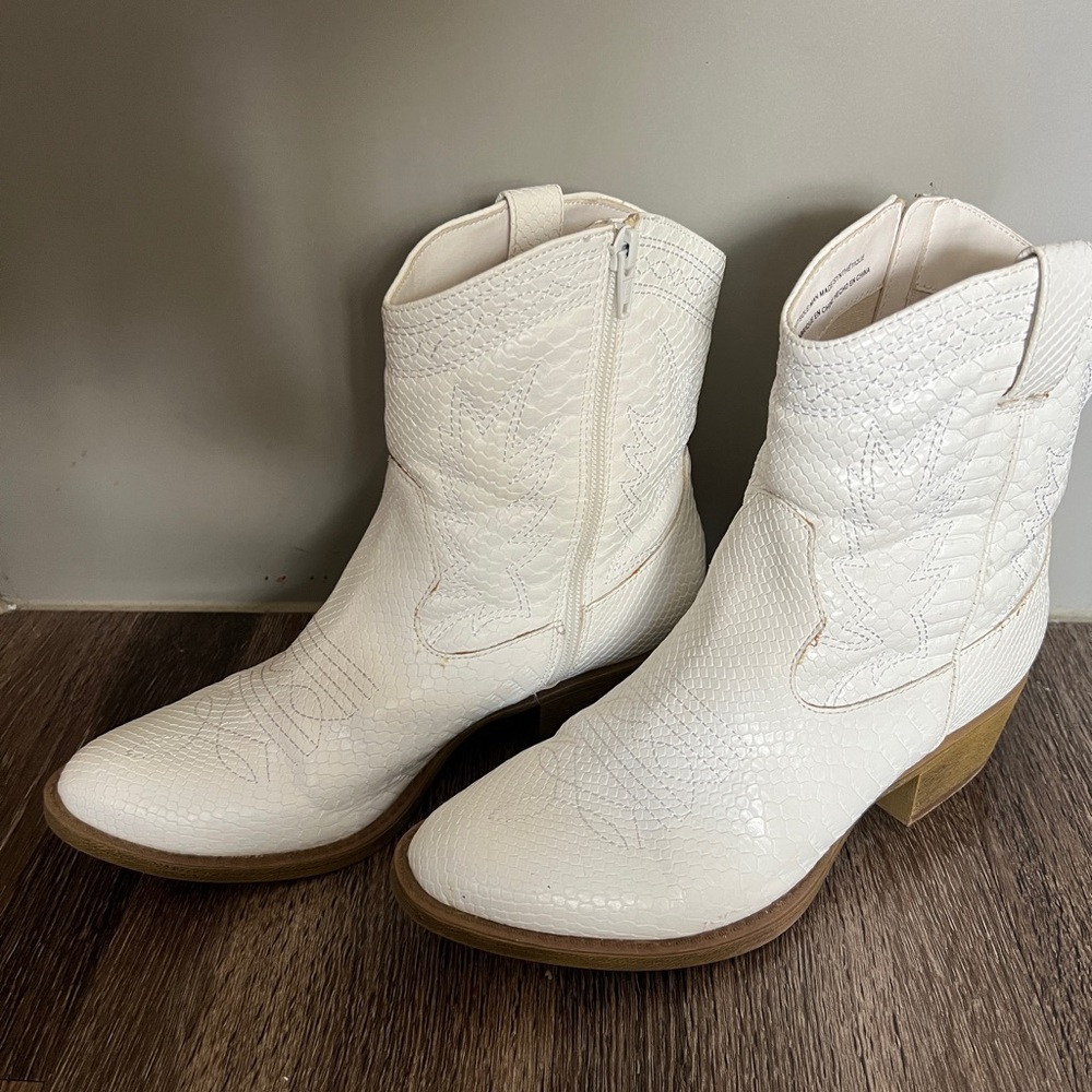 Free People White Ankle Booties